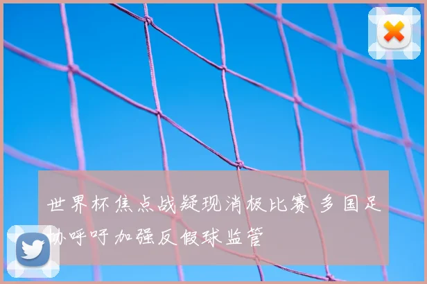 世界杯焦点战疑现消极比赛 多国足协呼吁加强反假球监管